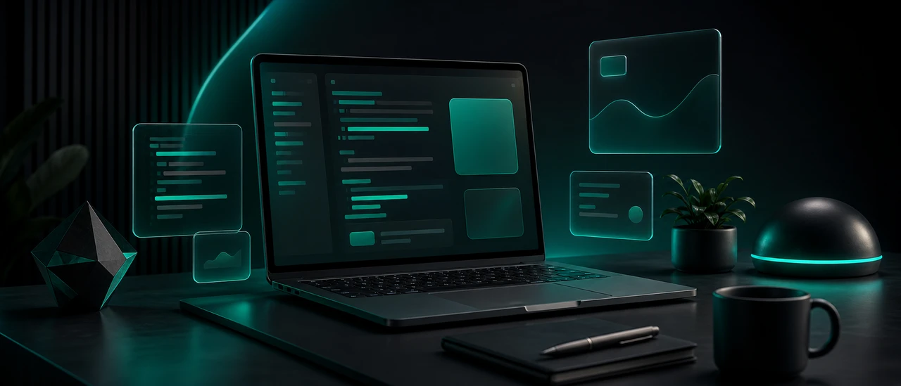 Dark developer workspace illustration